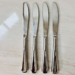 4pc HAMPTON SILVERSMITHS Lausanne Dinner Knife 9 1/2” Stainless Bevel Front/Back